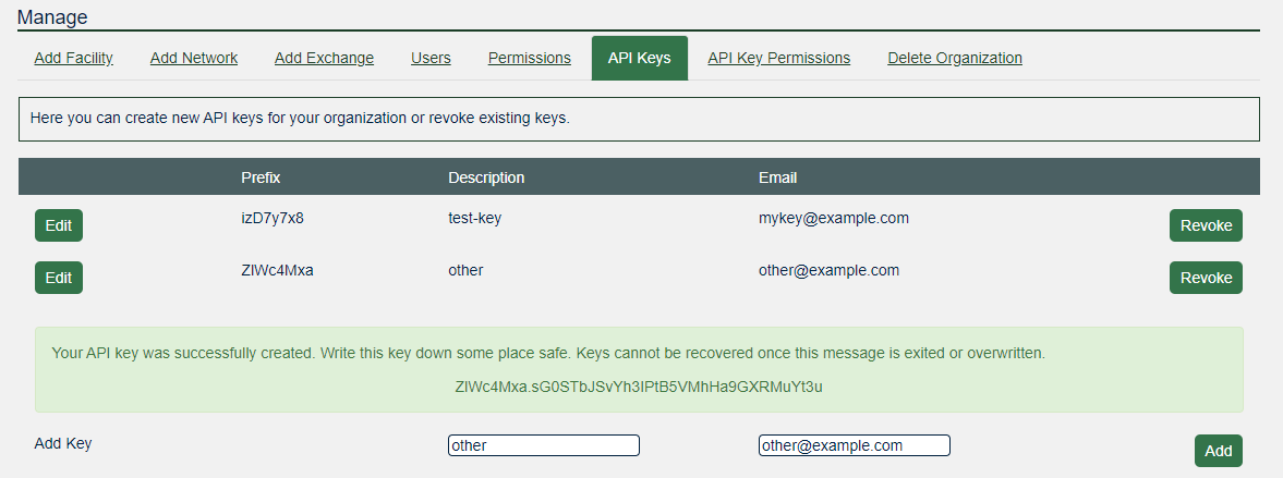 "api key creation"